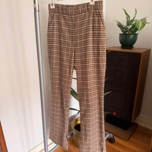 & Other Stories Wool Blend Tan Plaid Trousers.